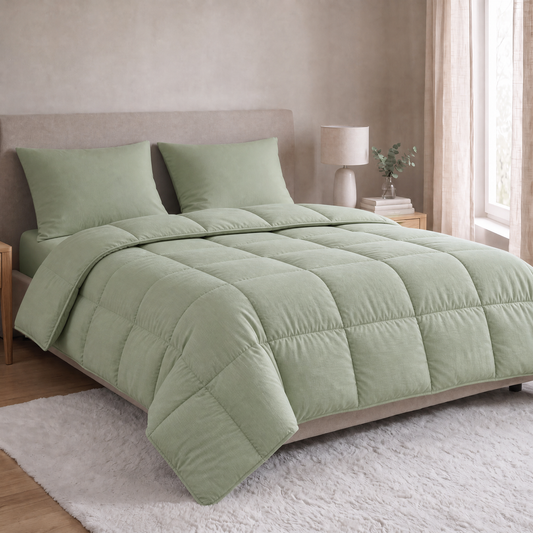 Zelesta Pure Uni Baumwoll-Kissenbezug-Set, 2 Stück – Naturgrün
