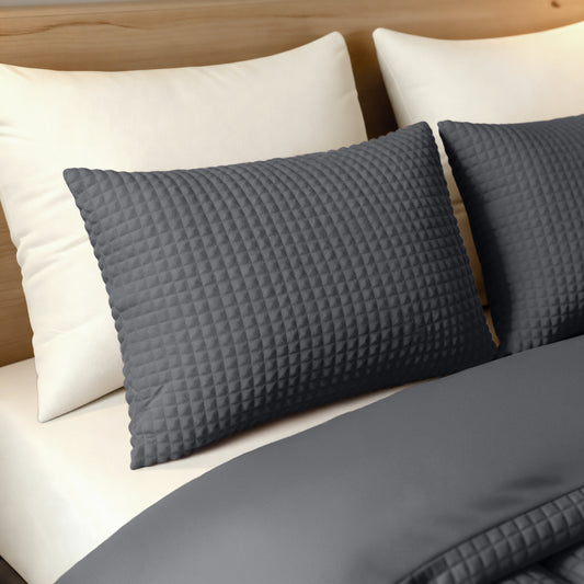 Ensemble de 2 taies d'oreiller Zelesta Special Teddy Check - Anthracite
