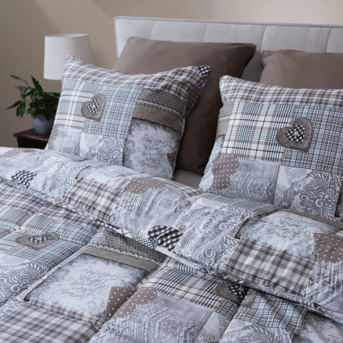 Zelesta Comfort Design Taie d'Oreiller Set de 2 - Patchwork Hearts