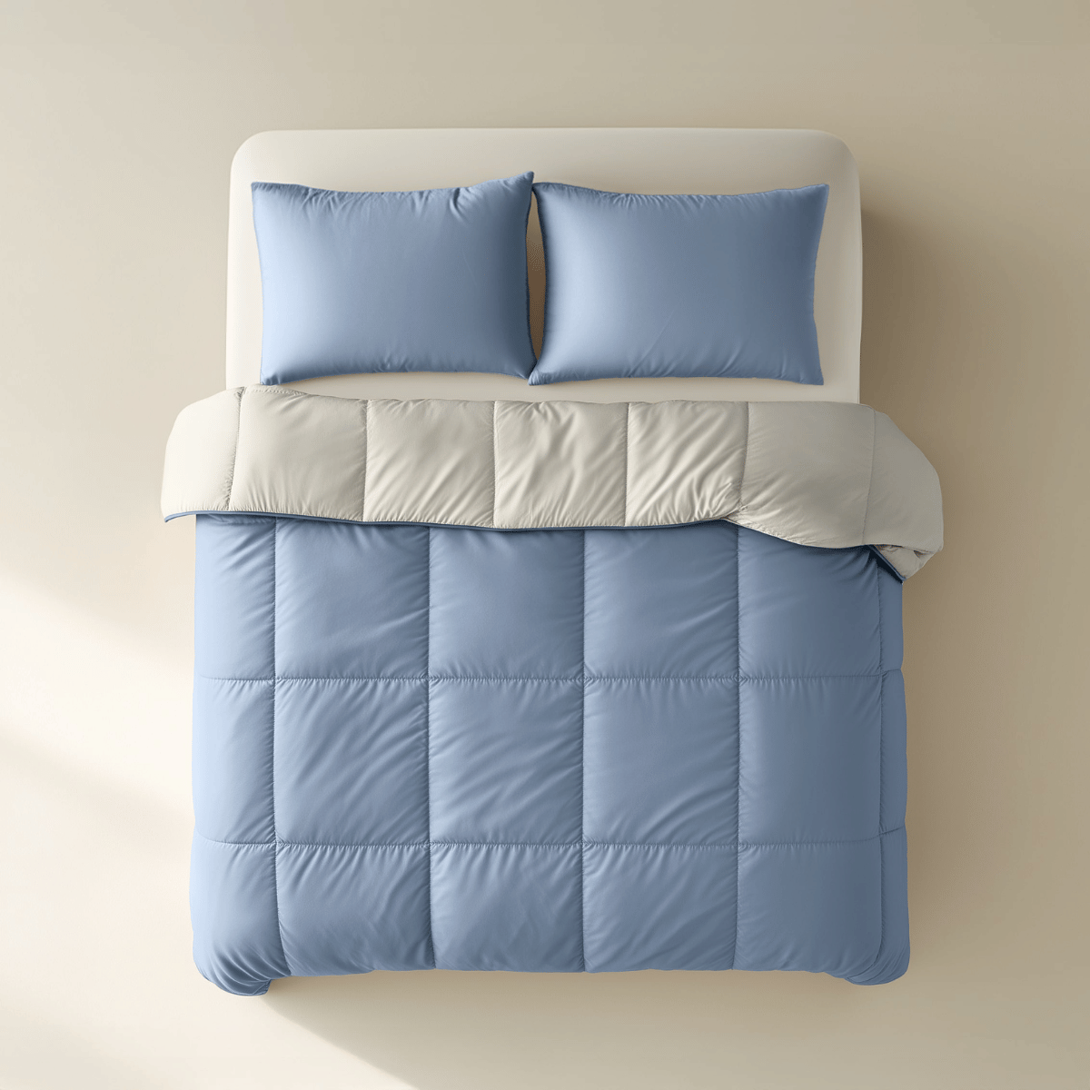 Couette Zelesta Deluxe Duo en coton percale - Bleu rêve et crème