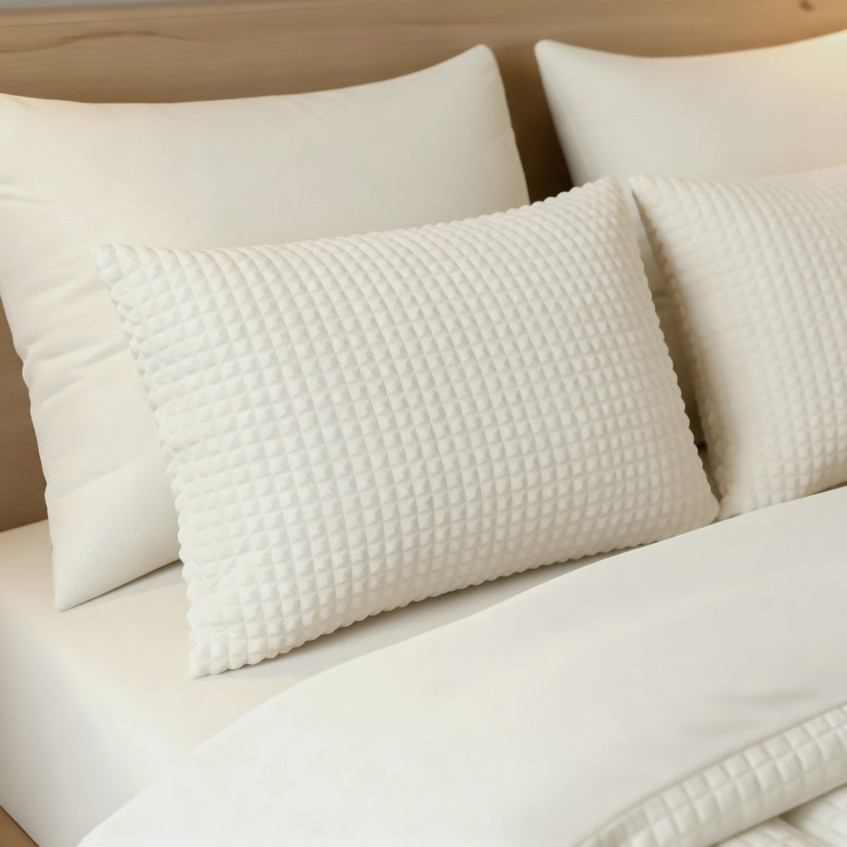 Ensemble de 2 taies d'oreiller Zelesta Special Teddy Check - Crème