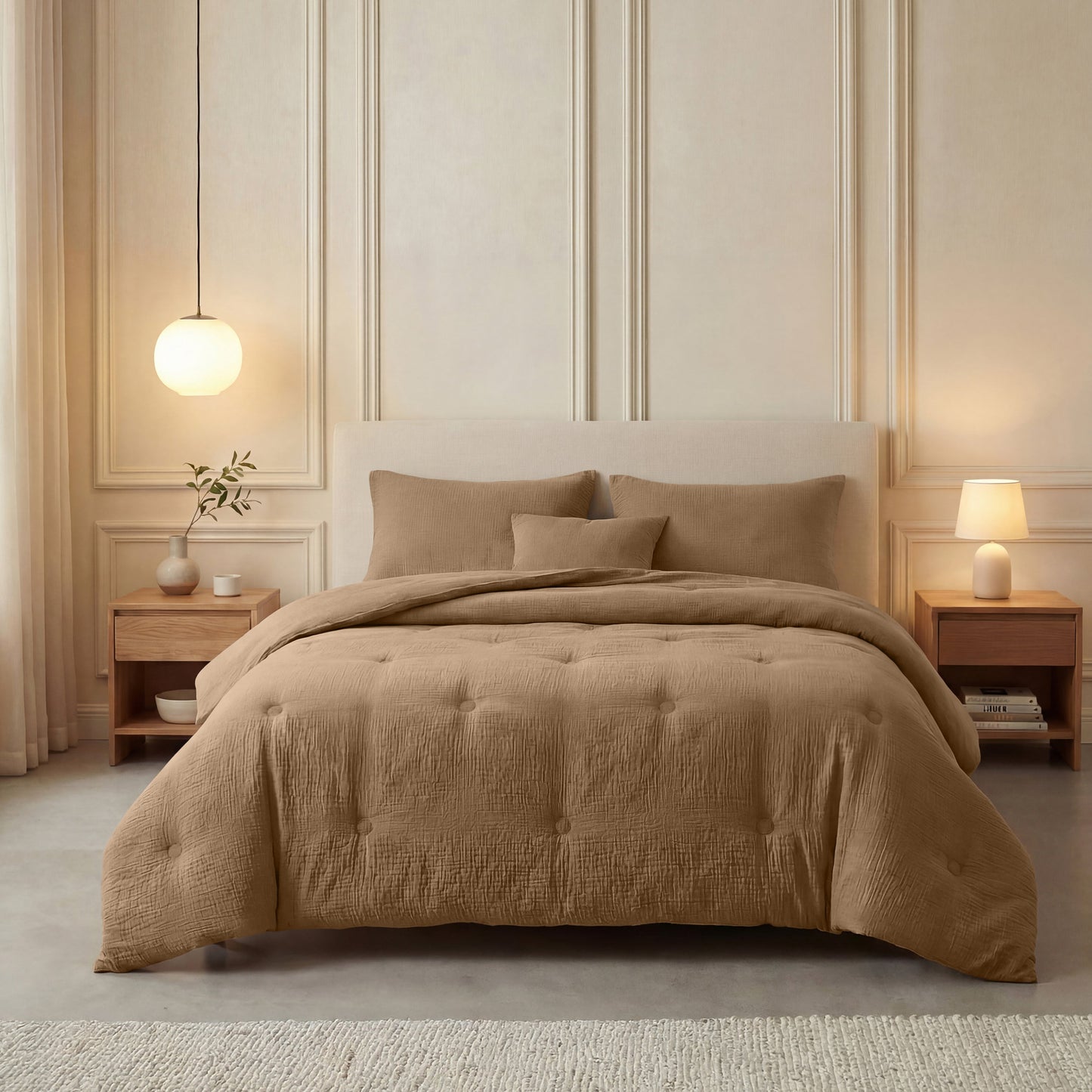 Couette en mousseline de coton Deluxe Zelesta - Marron