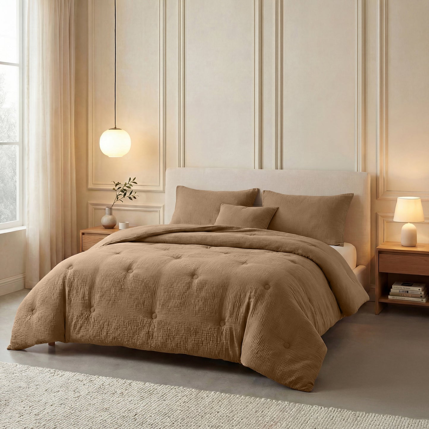 Couette en mousseline de coton Deluxe Zelesta - Marron