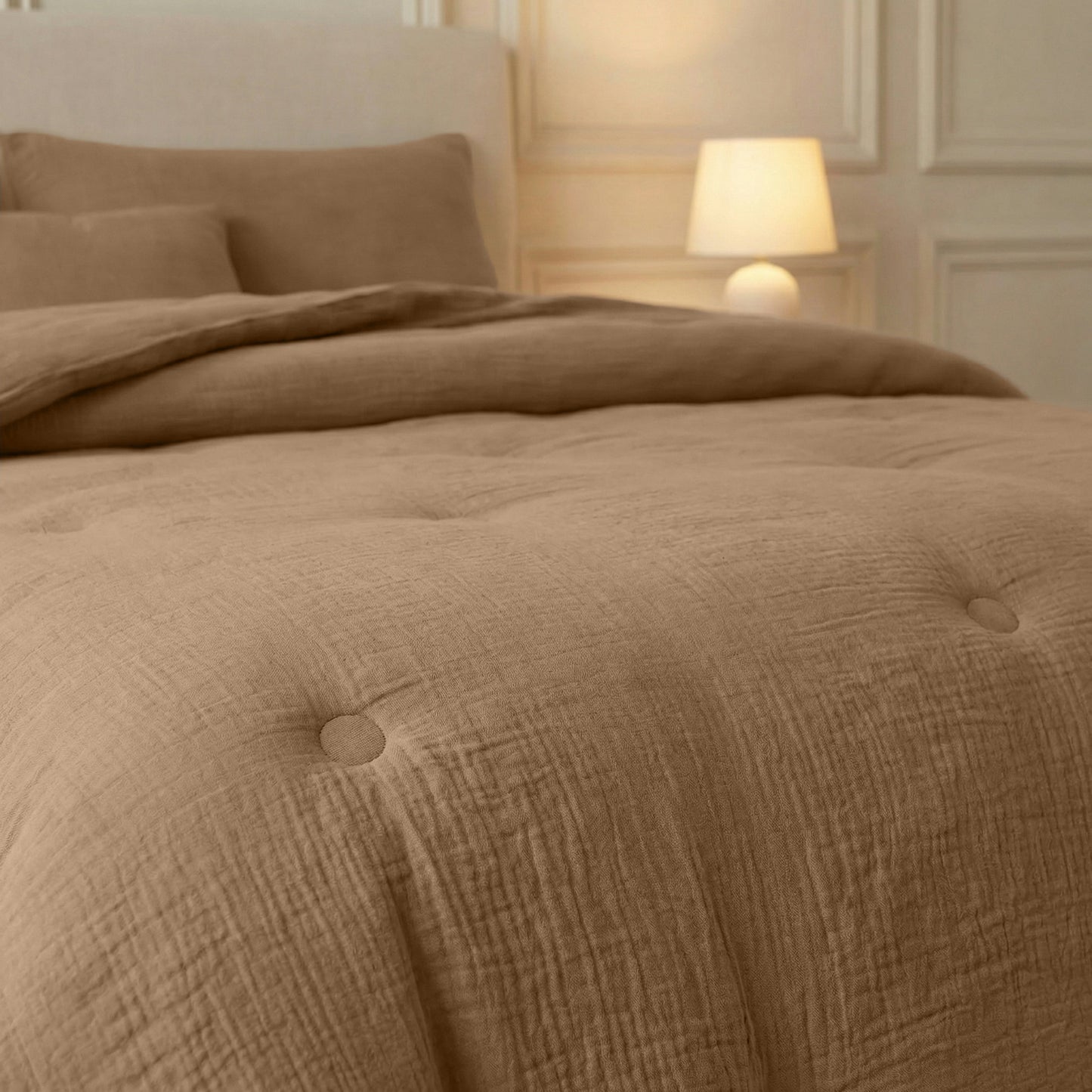 Couette en mousseline de coton Deluxe Zelesta - Marron