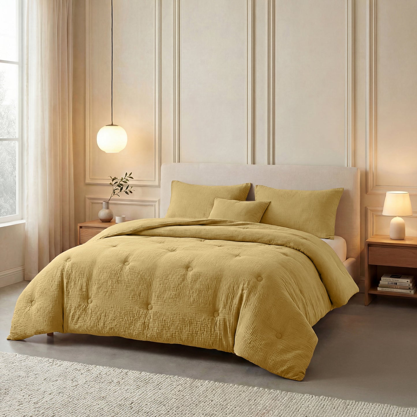 Couette en mousseline de coton Deluxe Zelesta - Ocre