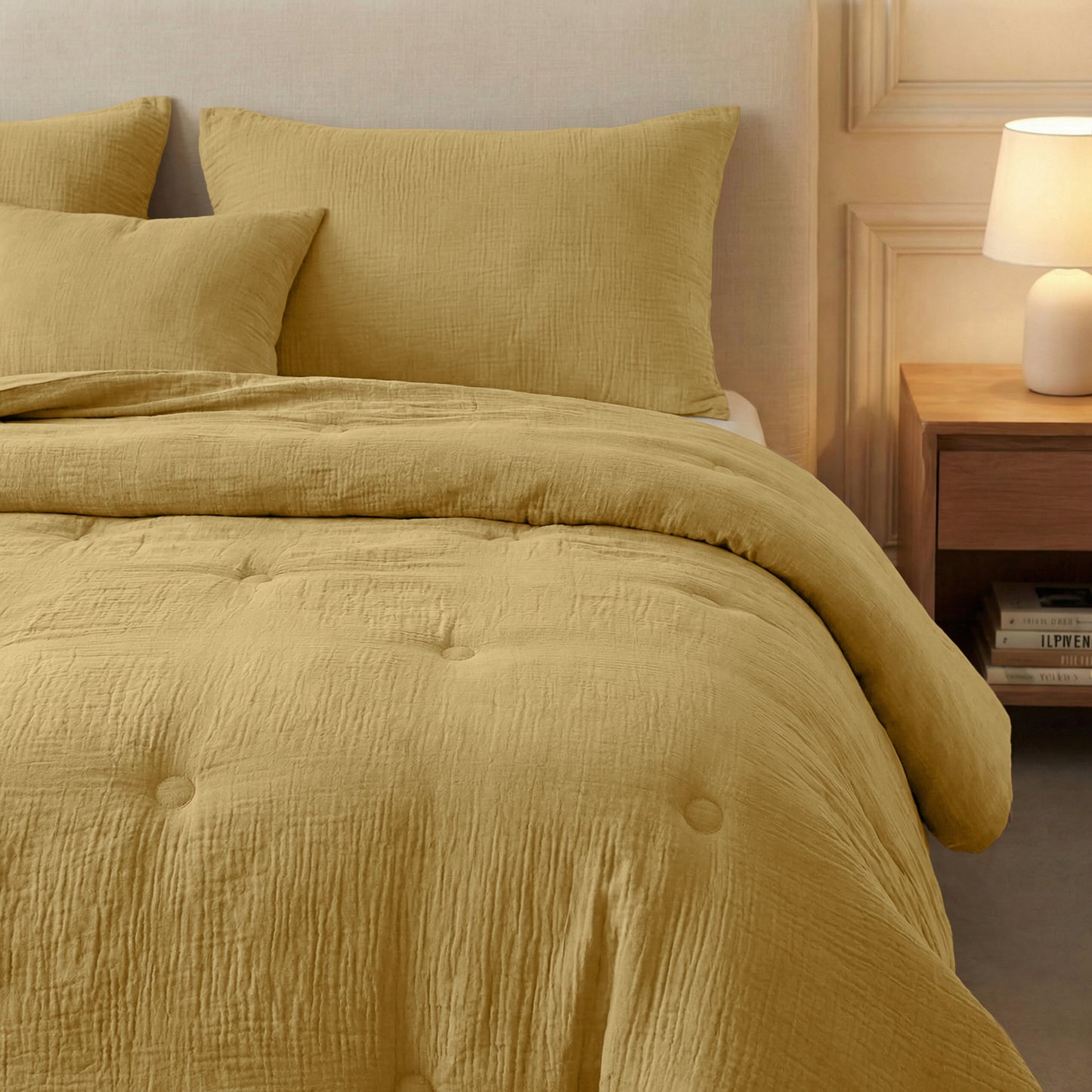 Couette en mousseline de coton Deluxe Zelesta - Ocre