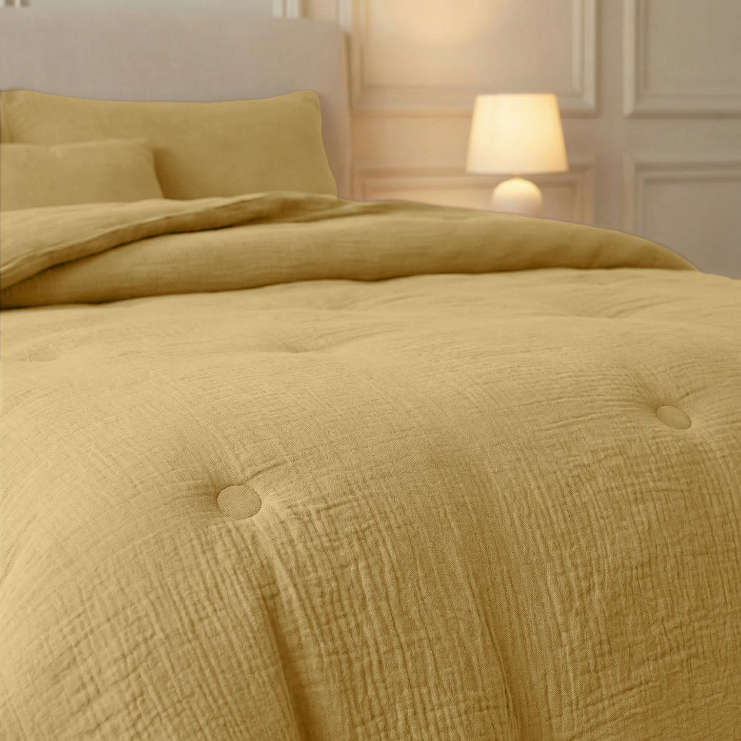 Couette en mousseline de coton Deluxe Zelesta - Ocre