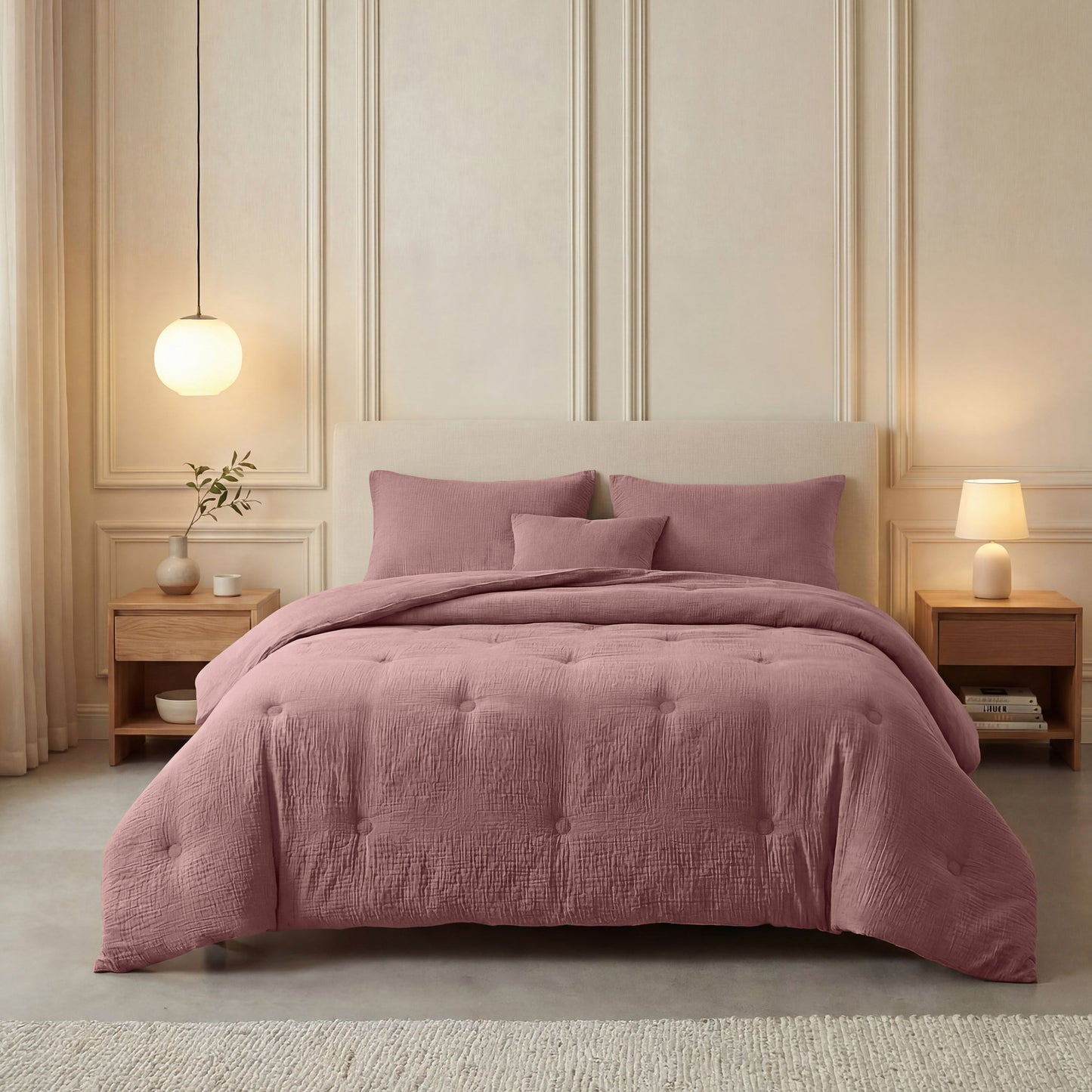 Couette en mousseline de coton Deluxe Zelesta - Rose poussiéreux