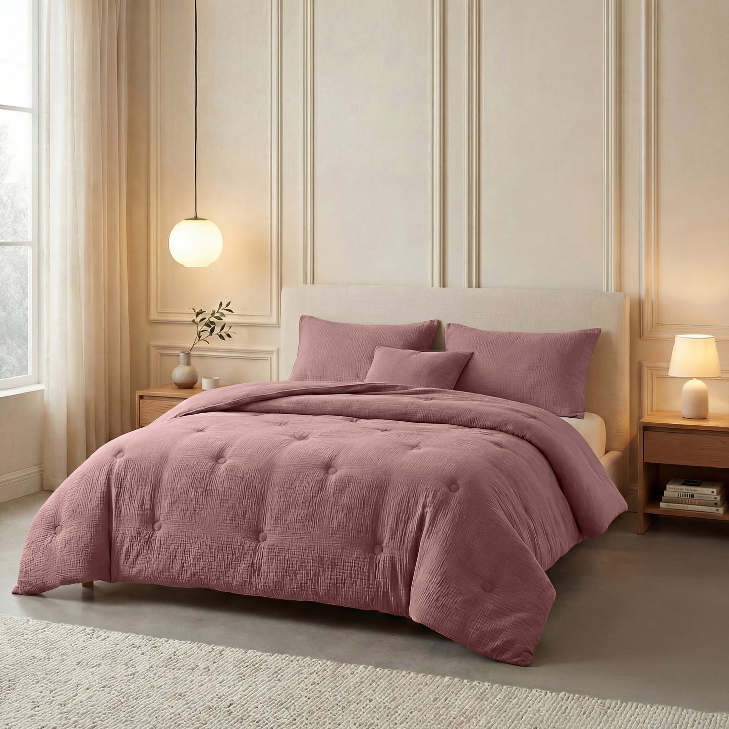 Couette en mousseline de coton Deluxe Zelesta - Rose poussiéreux