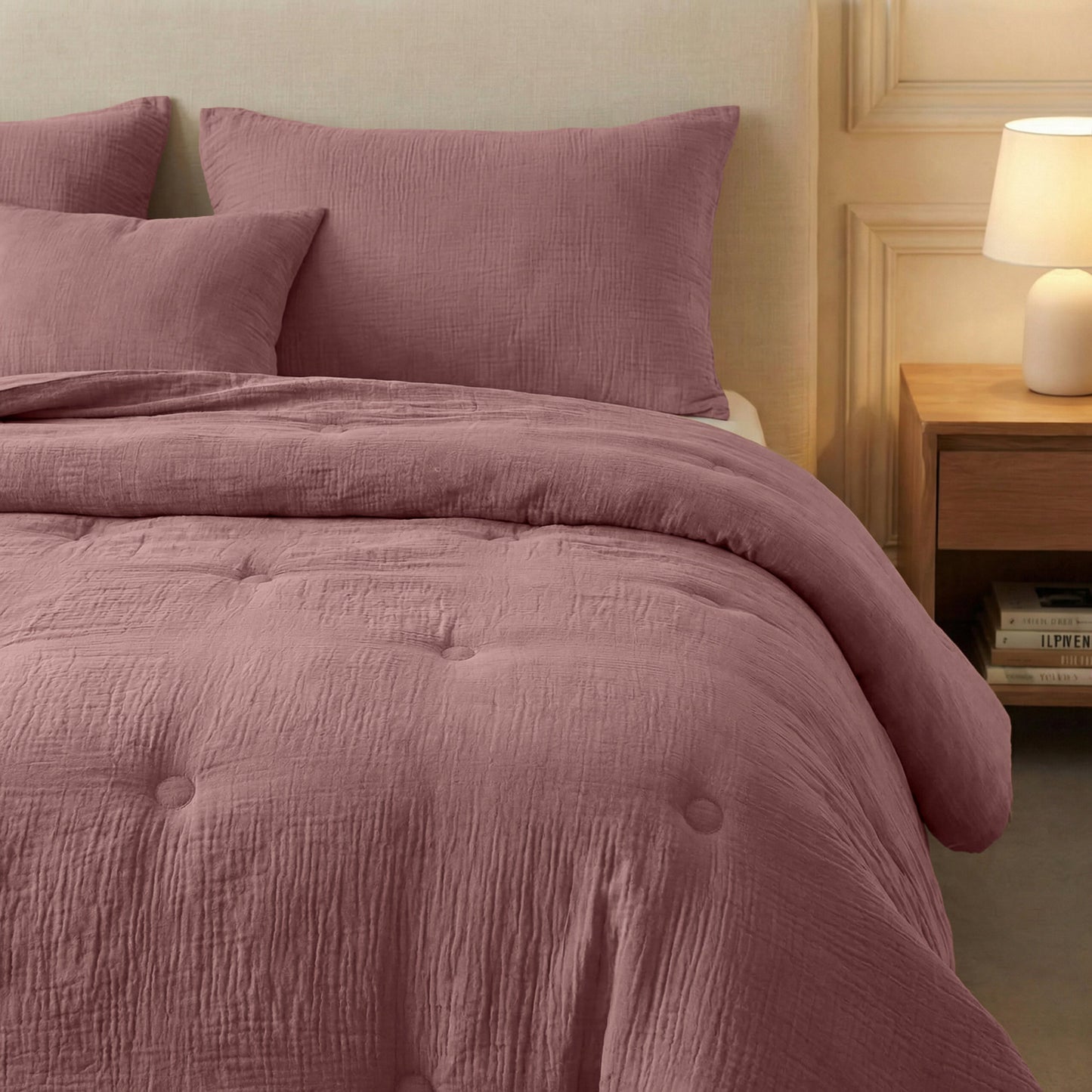 Couette en mousseline de coton Deluxe Zelesta - Rose poussiéreux