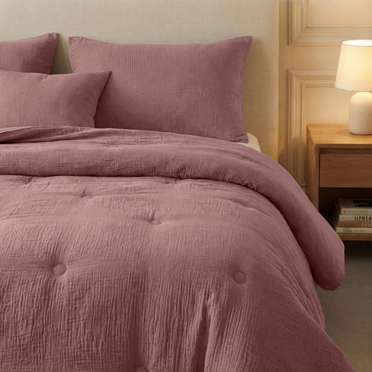 Couette en mousseline de coton Deluxe Zelesta - Rose poussiéreux