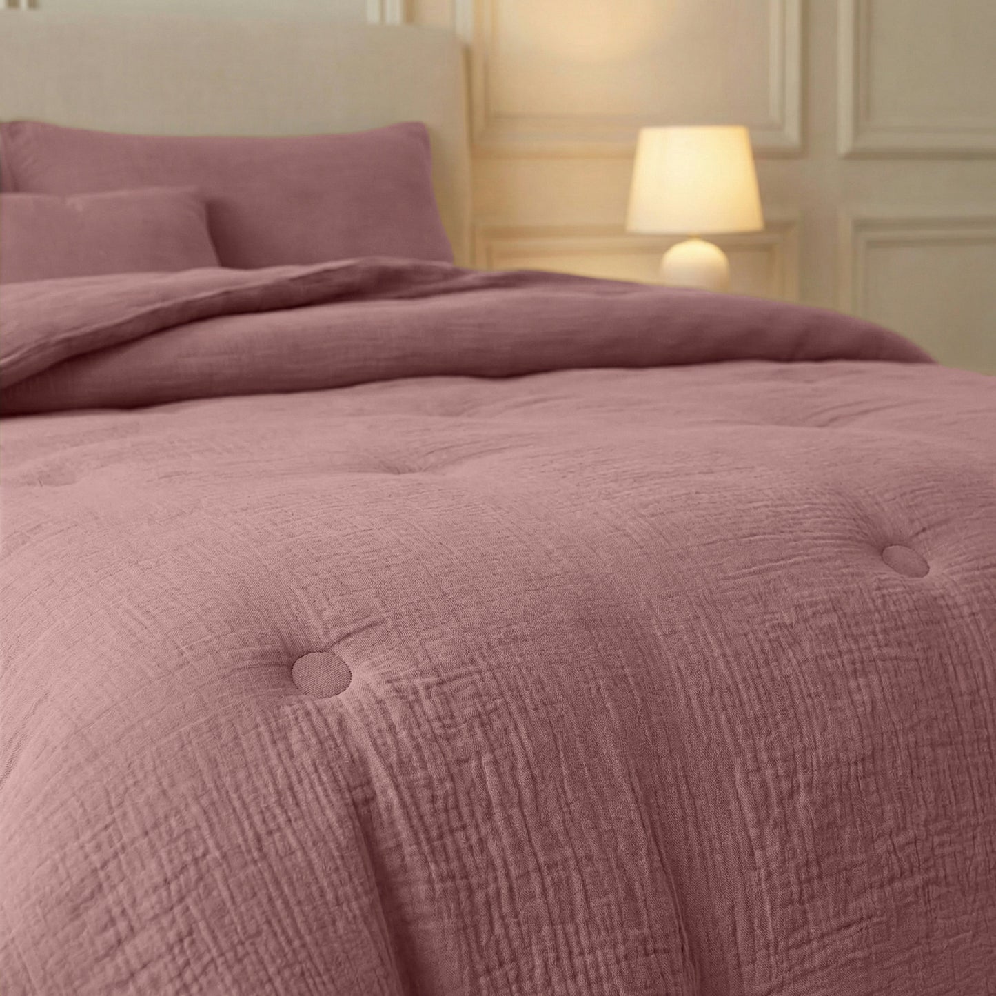 Couette en mousseline de coton Deluxe Zelesta - Rose poussiéreux