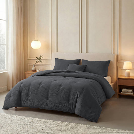 Couette en mousseline de coton Deluxe Zelesta - Anthracite