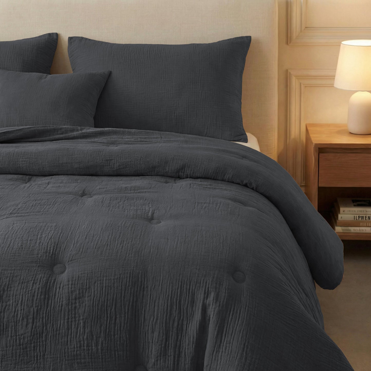 Couette en mousseline de coton Deluxe Zelesta - Anthracite