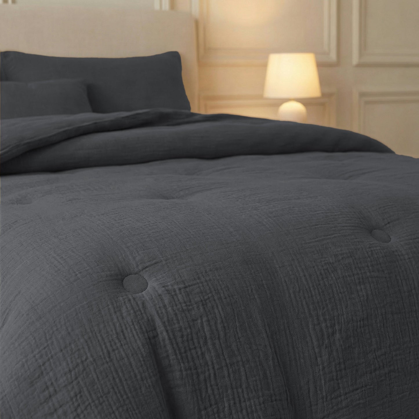 Couette en mousseline de coton Deluxe Zelesta - Anthracite