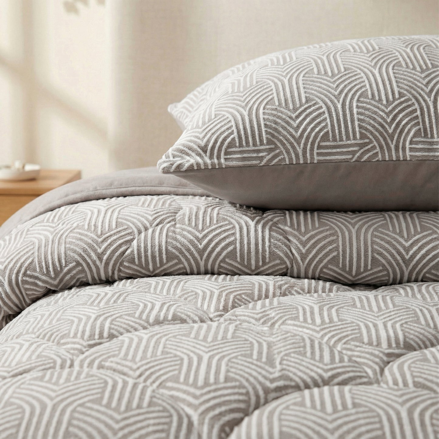 Couette Zelesta Special Flannel Luxe - Taupe et Gris
