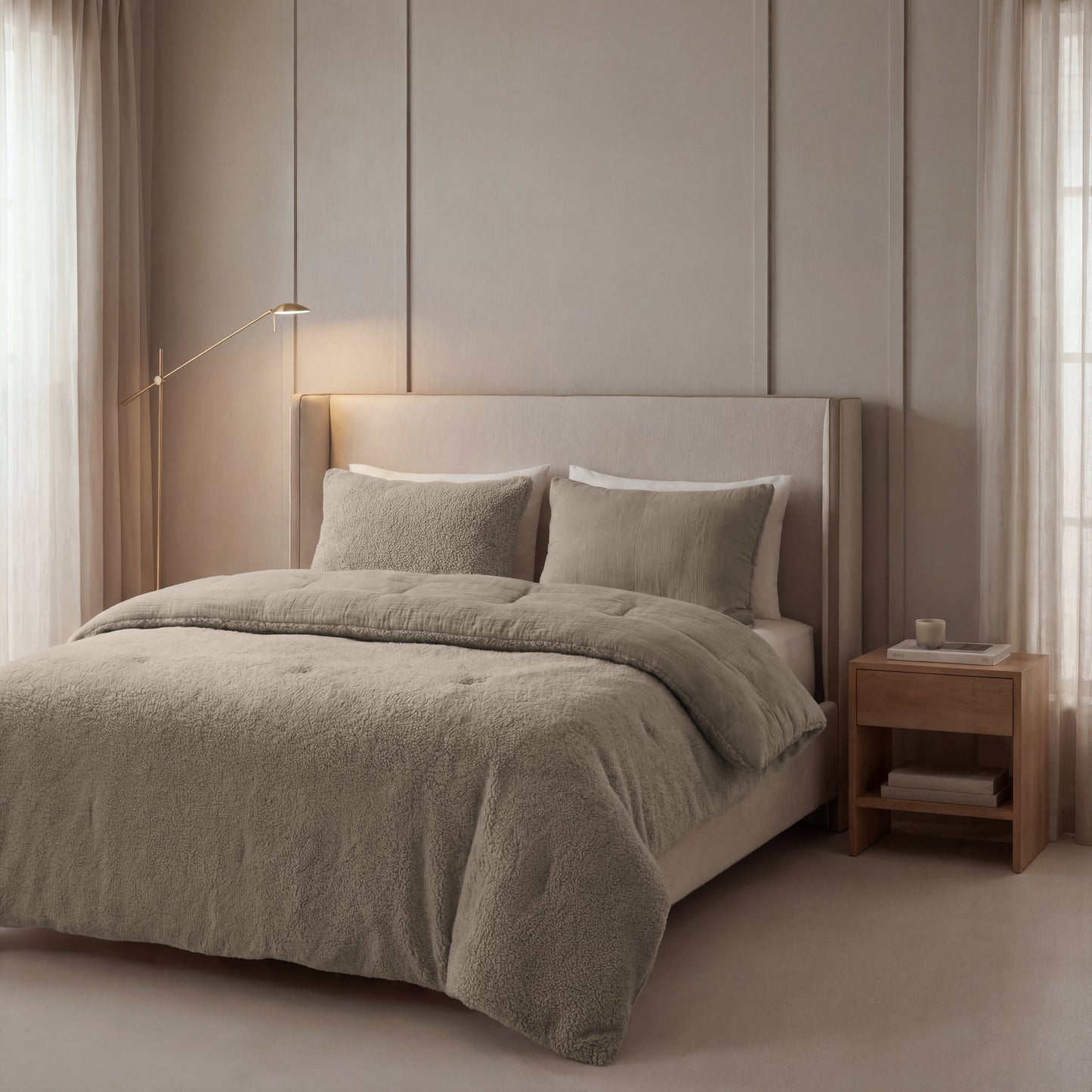 Couette en mousseline de coton spéciale Zelesta Teddy - Taupe