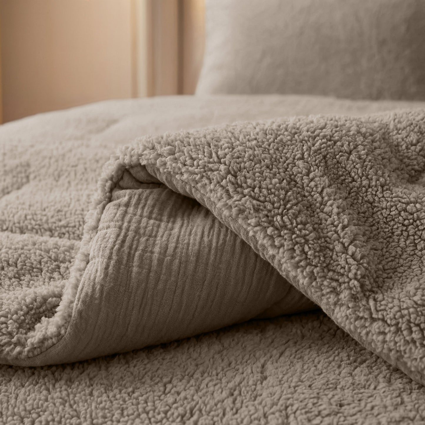 Couette en mousseline de coton spéciale Zelesta Teddy - Taupe