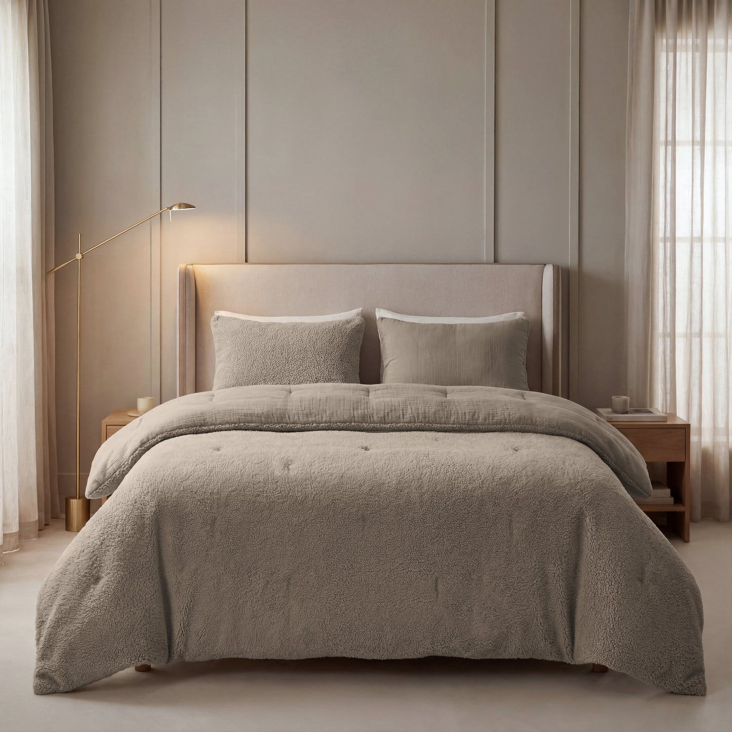 Couette en mousseline de coton spéciale Zelesta Teddy - Taupe