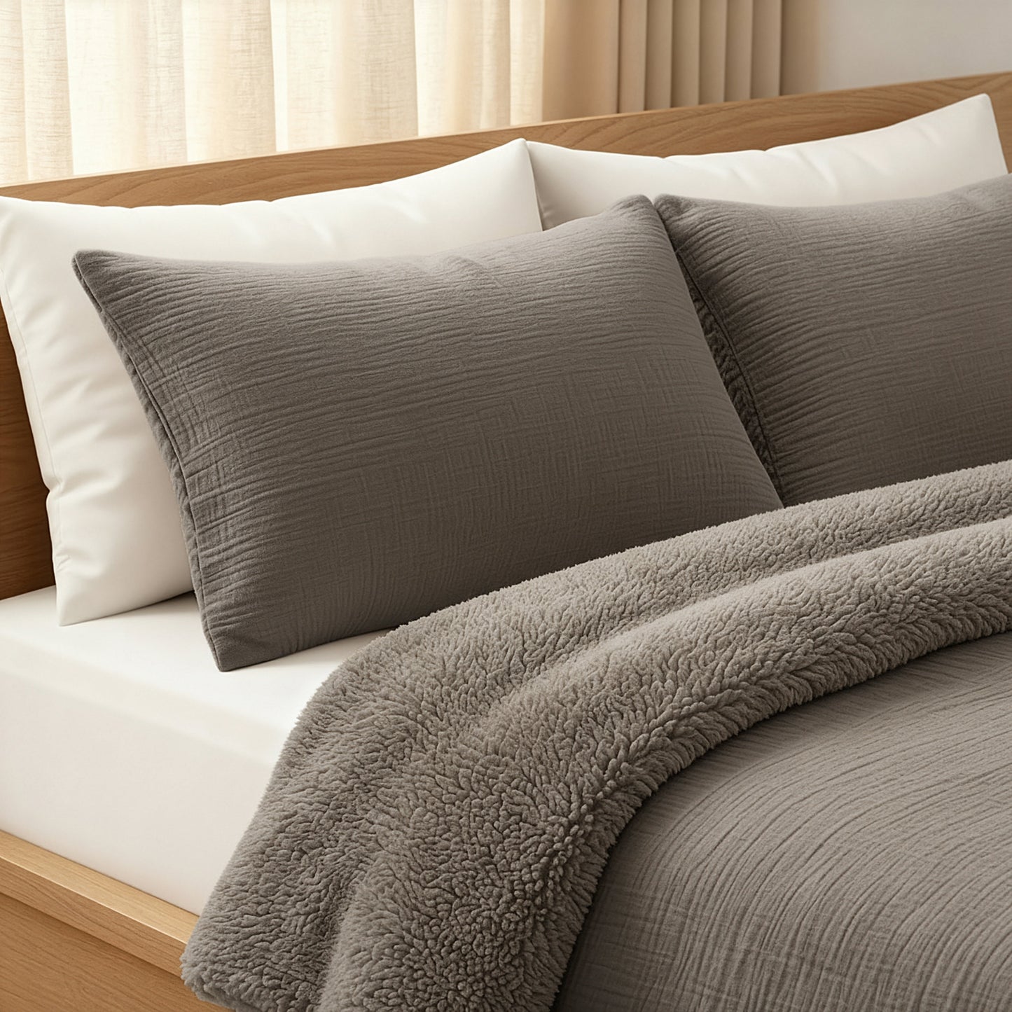 Couette en mousseline de coton spéciale Zelesta Teddy - Taupe