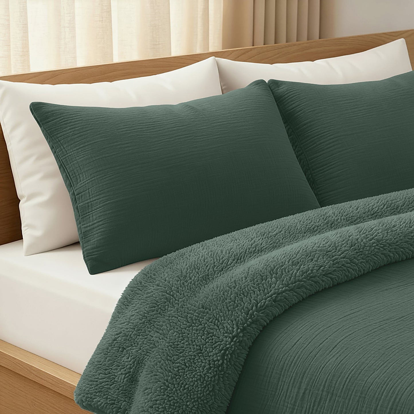 Couette en mousseline de coton spéciale Zelesta Teddy - Vert