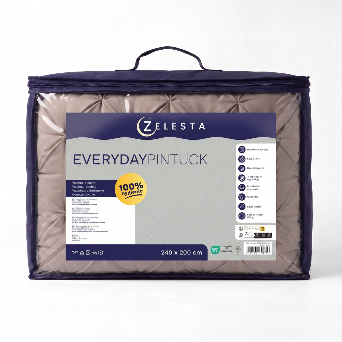 Zelesta Everyday Pintuck Duvet - Taupe