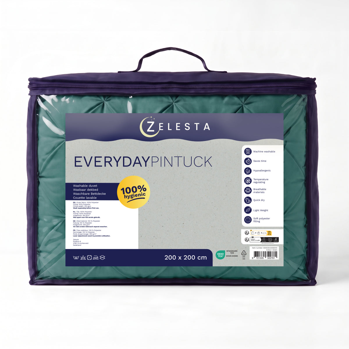 Zelesta Everyday Pintuck Duvet - Sea Green