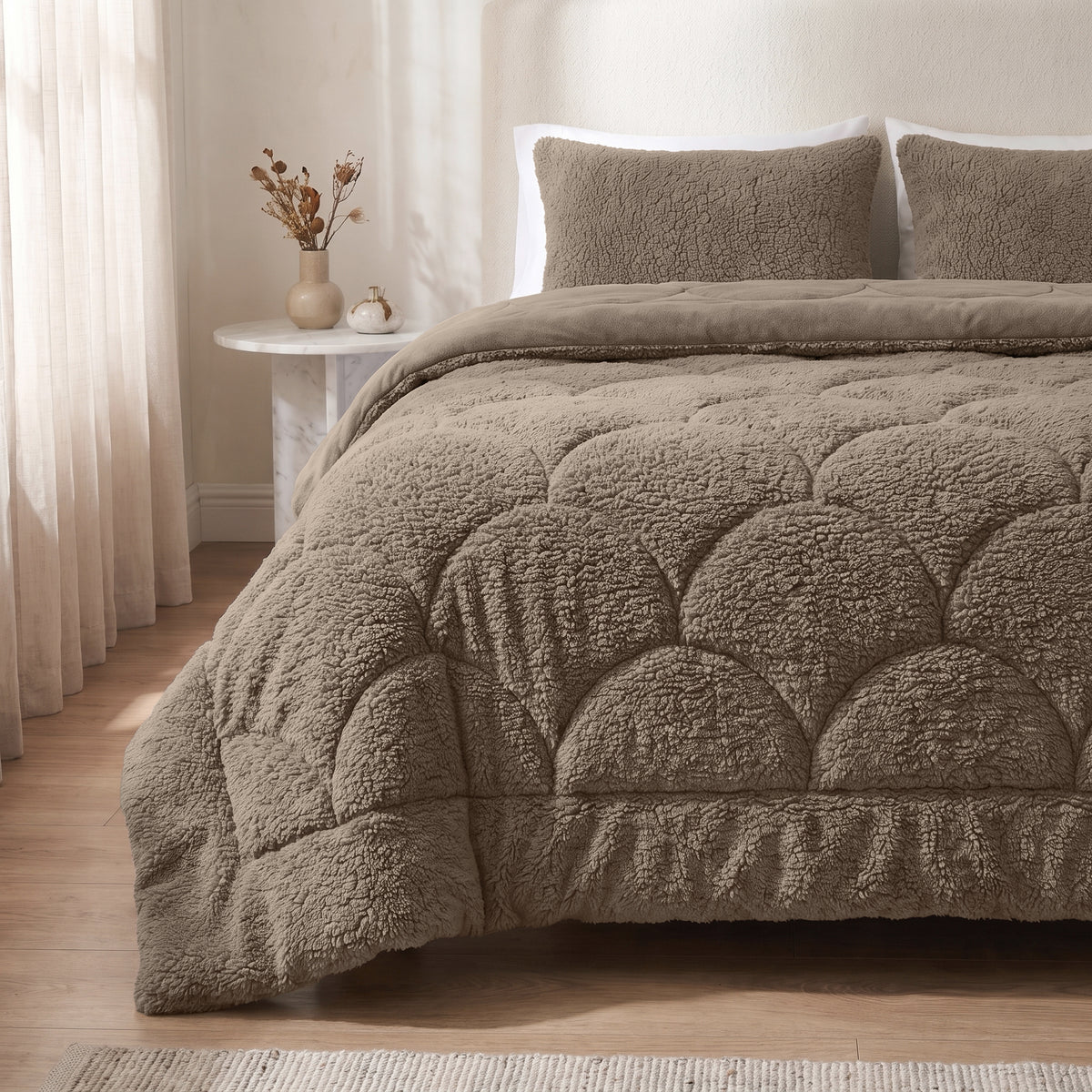 Zelesta Special Teddy Chenille Bettdecke – Dunkeltaupe