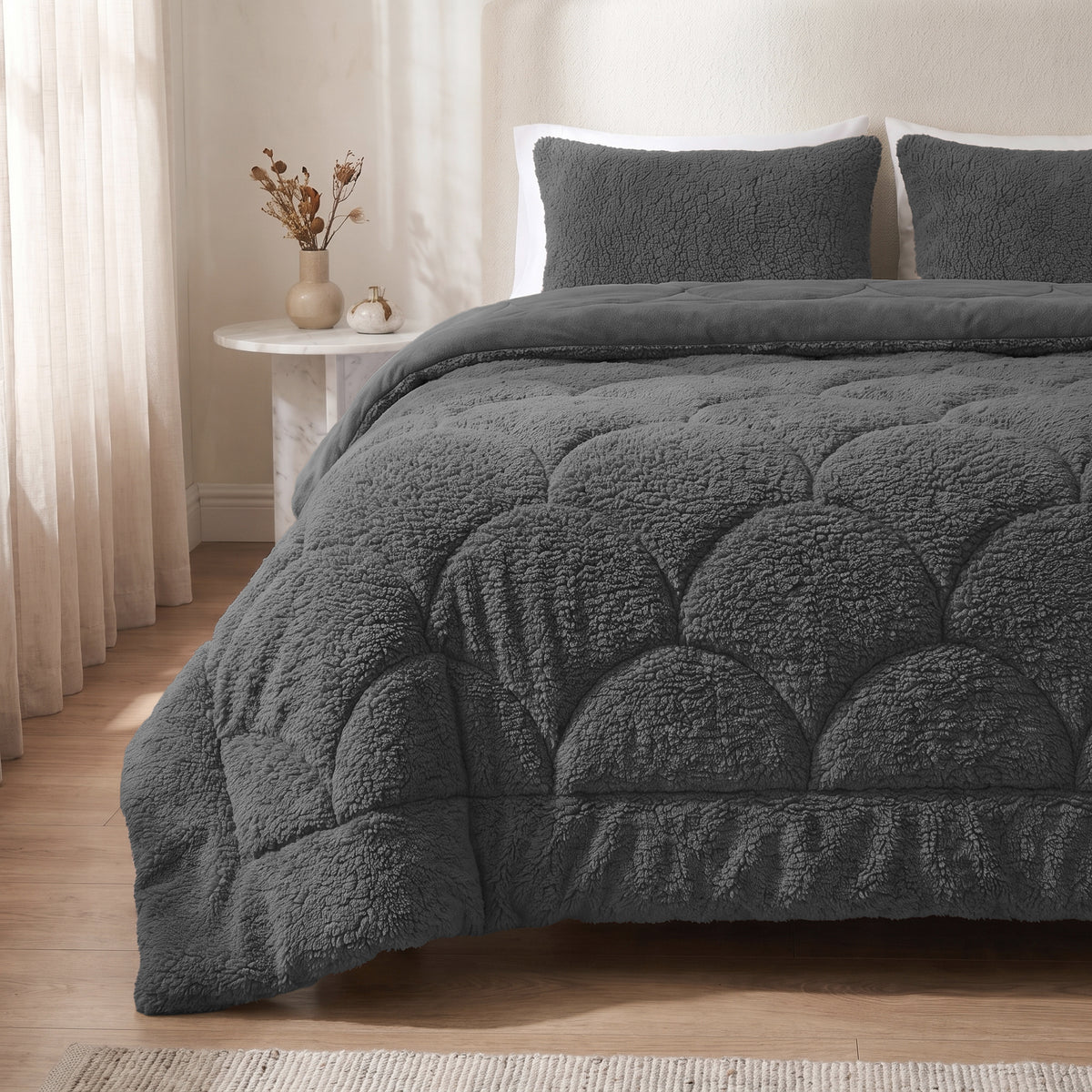 Zelesta Special Teddy Chenille Bettdecke – Anthrazit