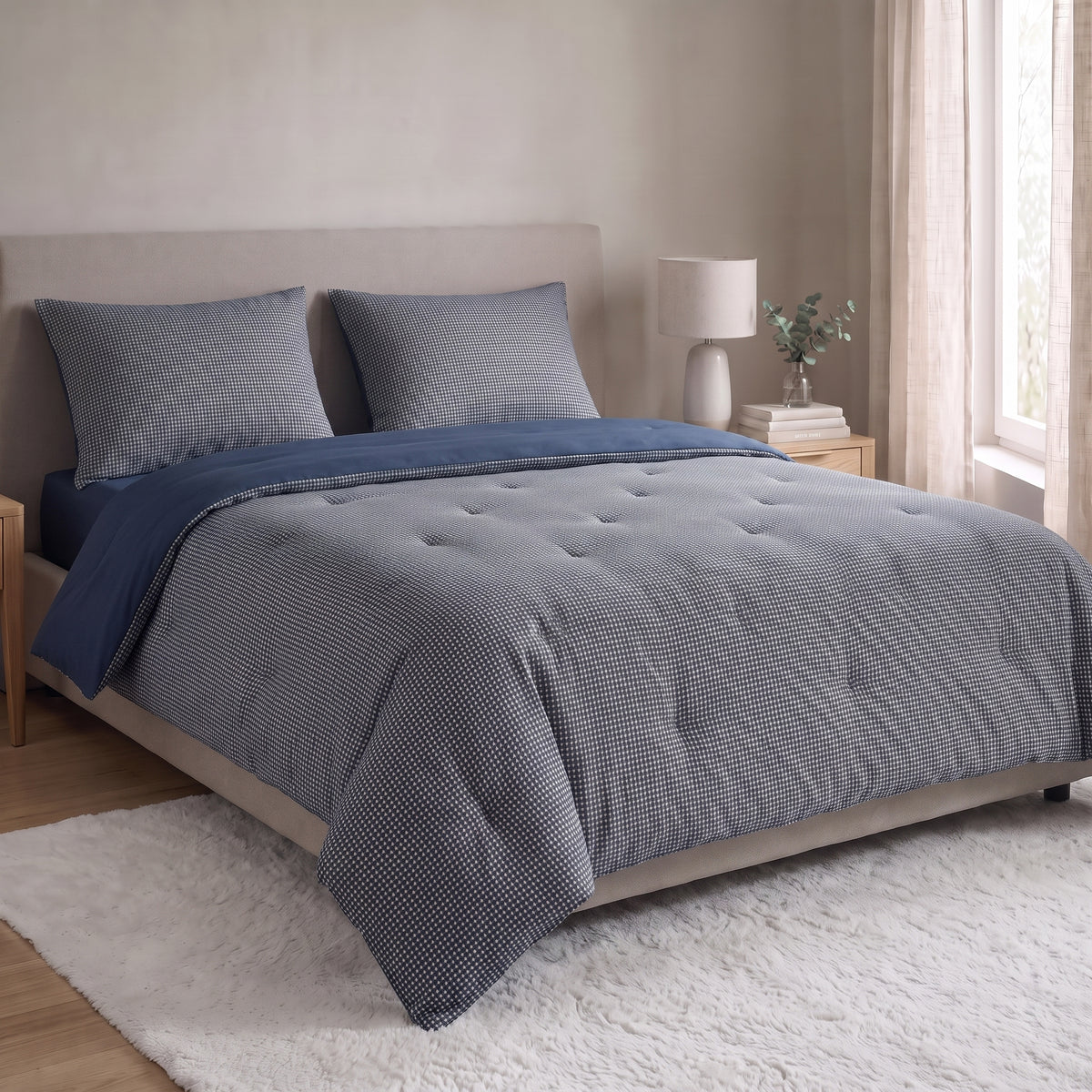 Zelesta Special Gaufrée en Percale Couette - Mix Bleu Marine
