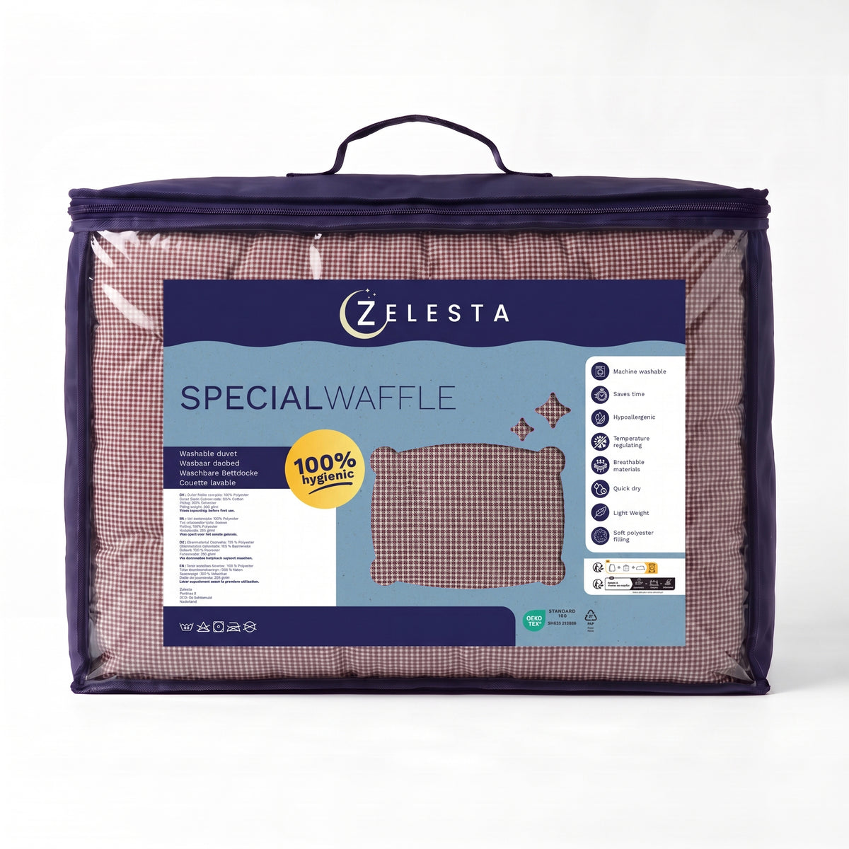 Zelesta Special Waffel-Percal-Bettdecke - Bordeaux-Mix