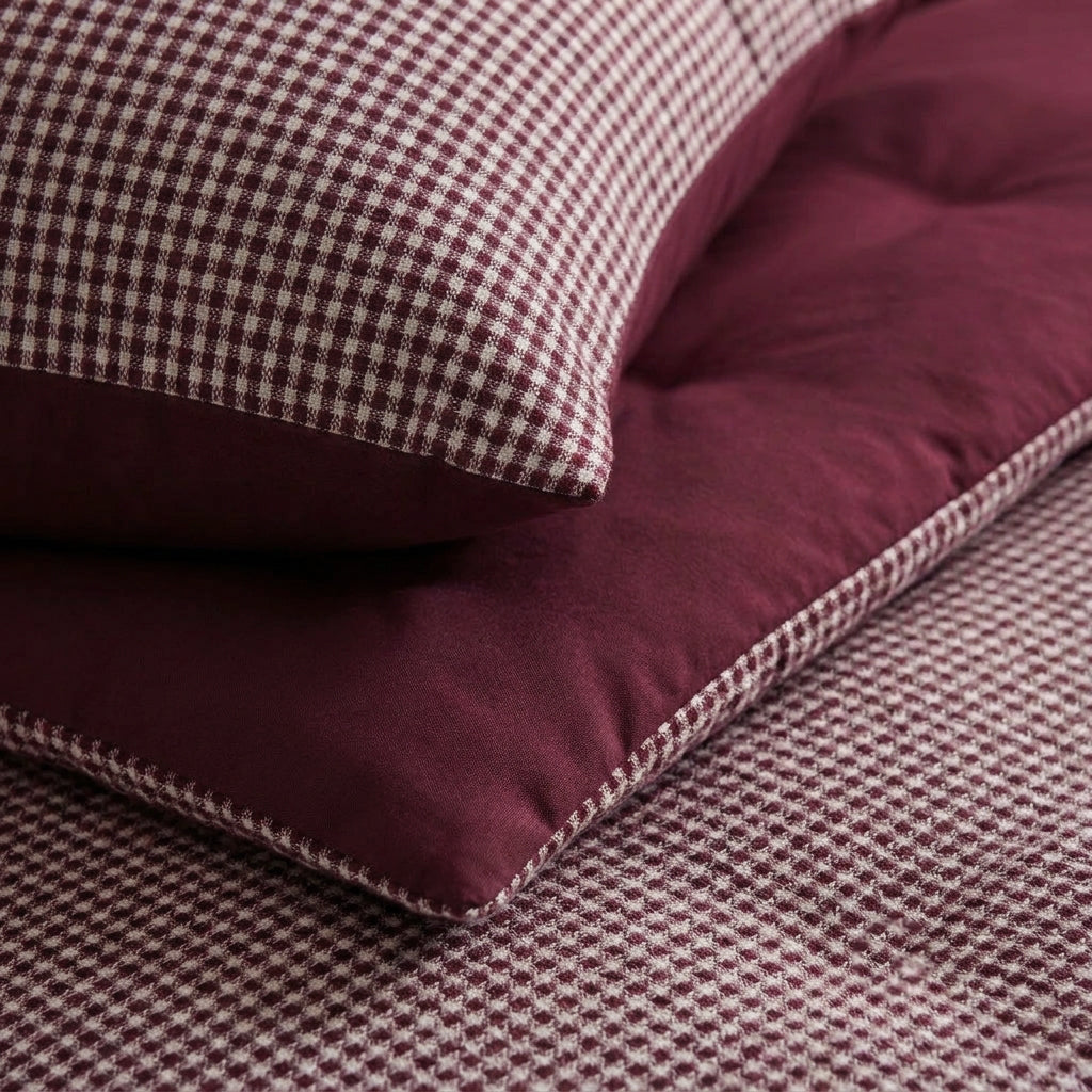 Zelesta Special Gaufrée en Percale Taies d'oreiller Lot de 2 - Mix Bordeaux