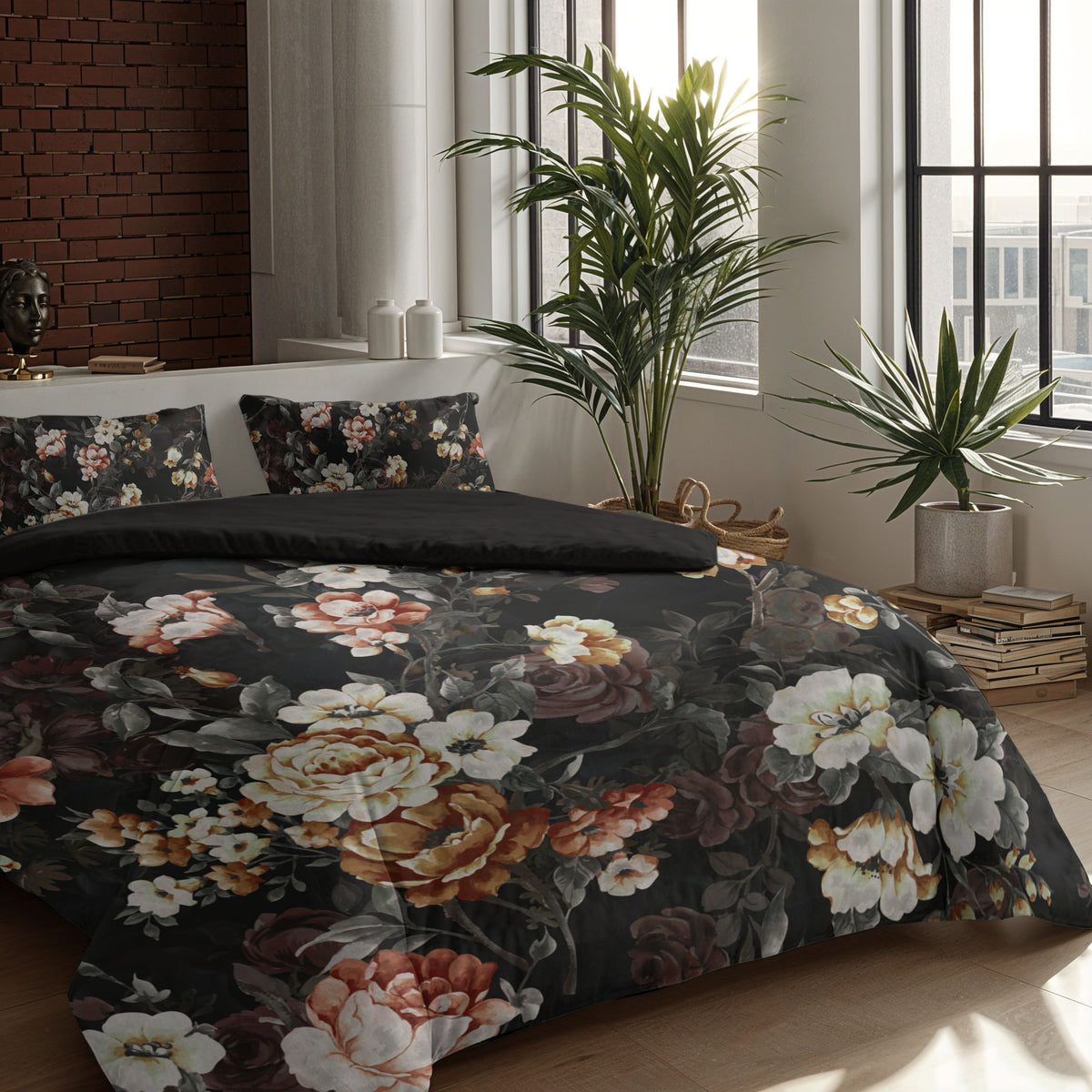 Couette Zelesta Comfort Design Sans Coutures - Golden Age Flower Black