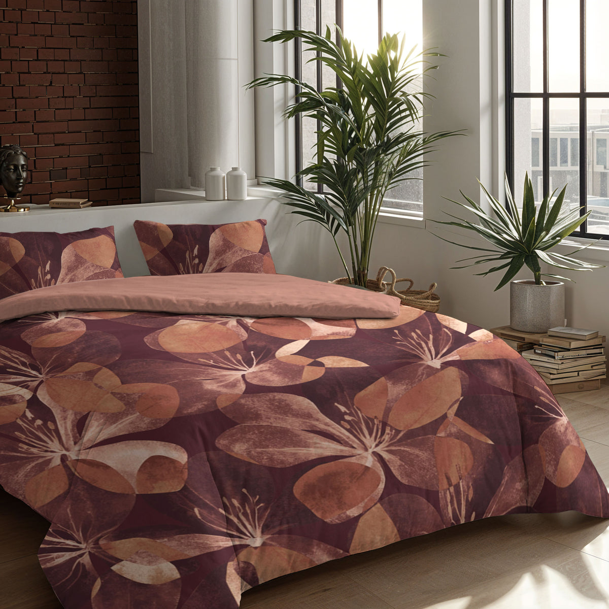 Couette Zelesta Comfort Design Sans Coutures - Oversized Flower Blush Red