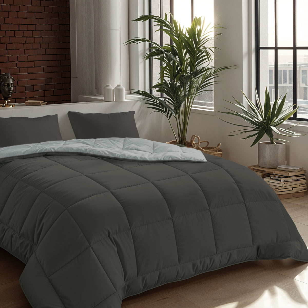 Zelesta Comfort Duo 4-Jahreszeiten Bettdecke - Schwarz & Grau