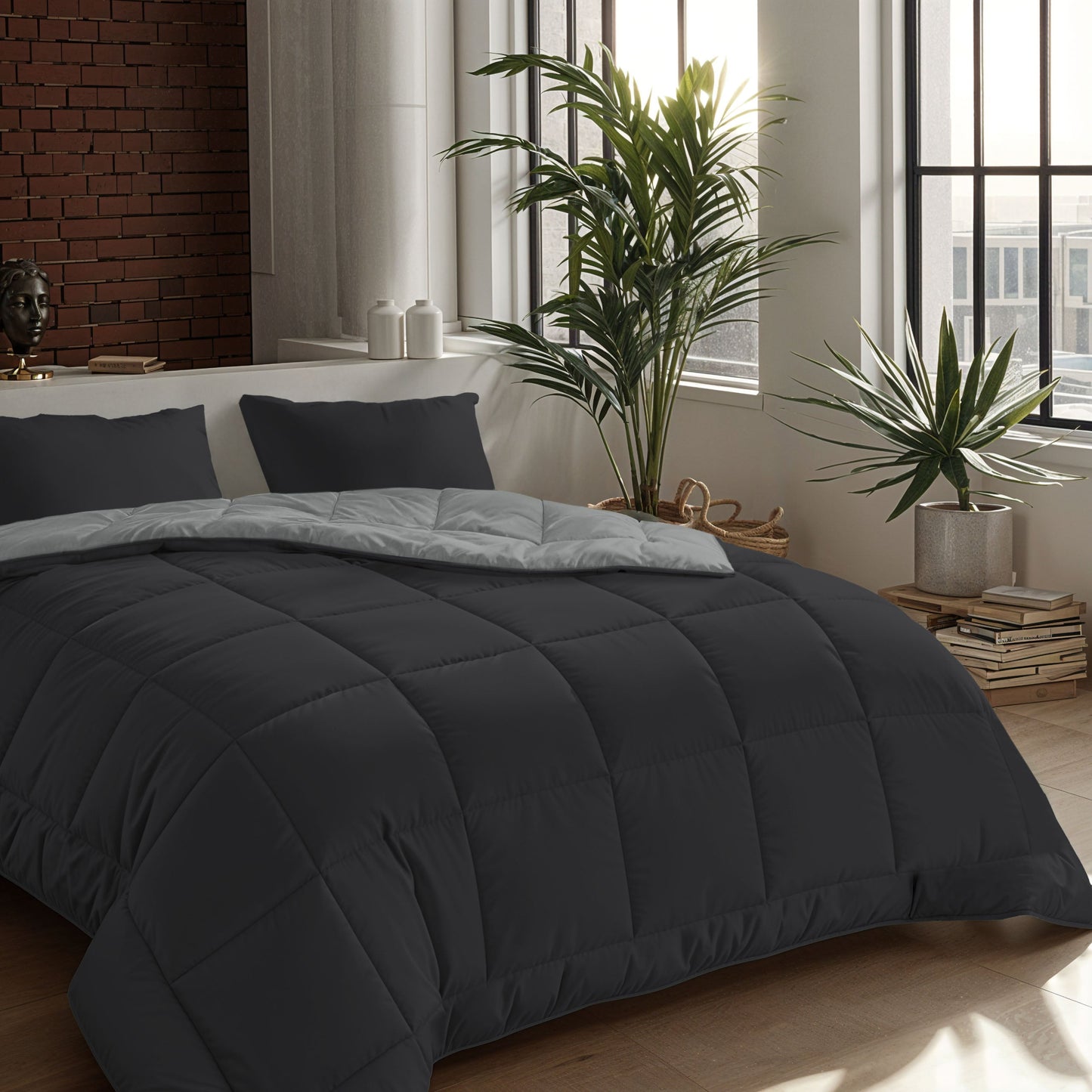 Taie d'oreiller Zelesta Comfort Duo - Noir doux