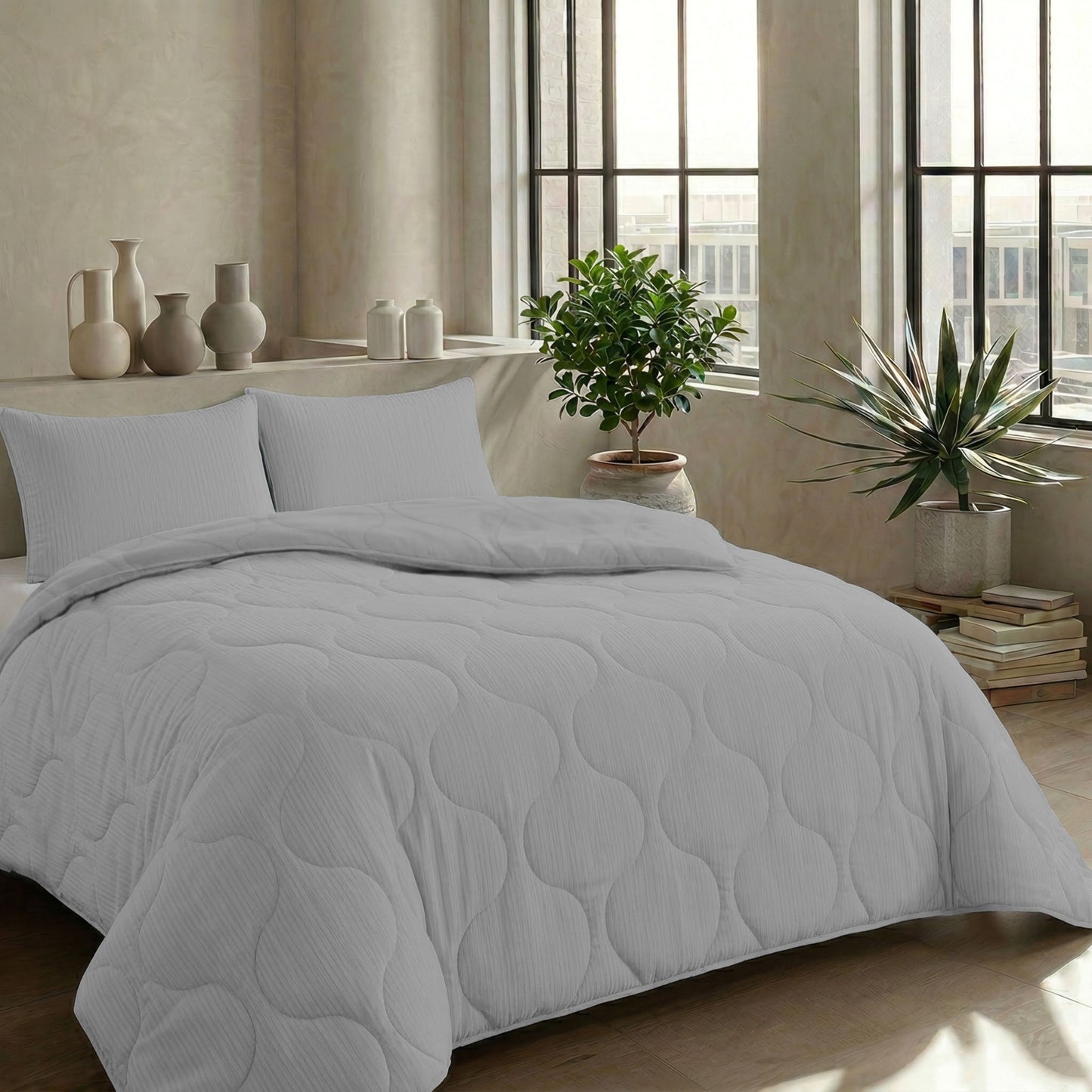 Couette d'été spéciale en mousseline Zelesta - Gris clair