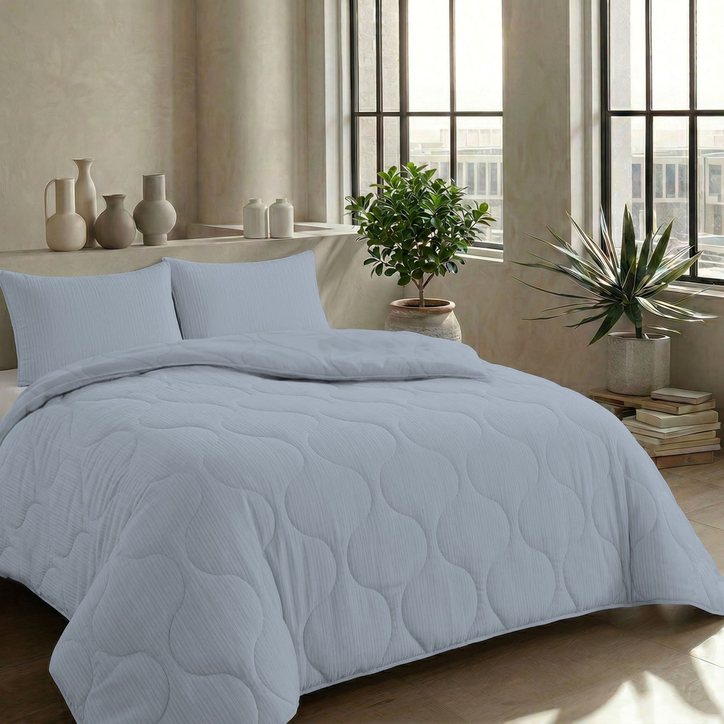 Couette d'été spéciale en mousseline Zelesta - Bleu glace clair