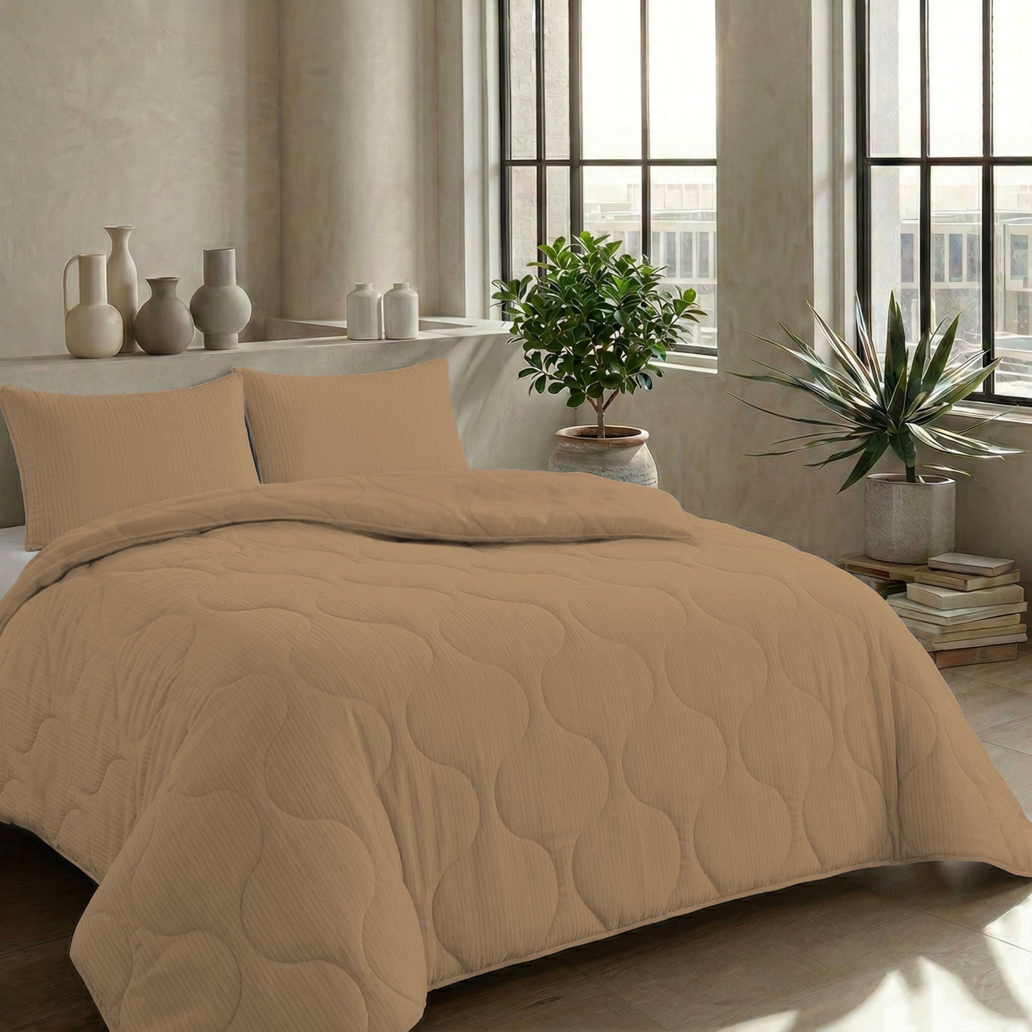 Couette d'été spéciale en mousseline Zelesta - Beige doux chaud