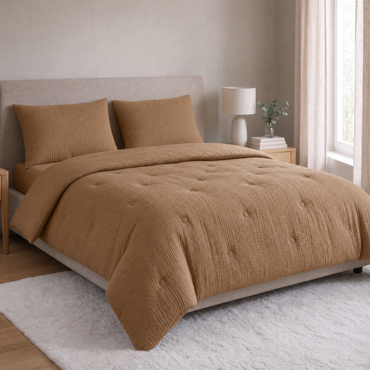Zelesta Deluxe Baumwoll-Musselin-Kissenbezug-Set, 2 Stück – Braun