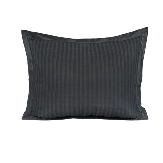 Zelesta Deluxe Hotel Stripe Satin Cotton Taies d'oreiller Lot de 2 - Anthracite