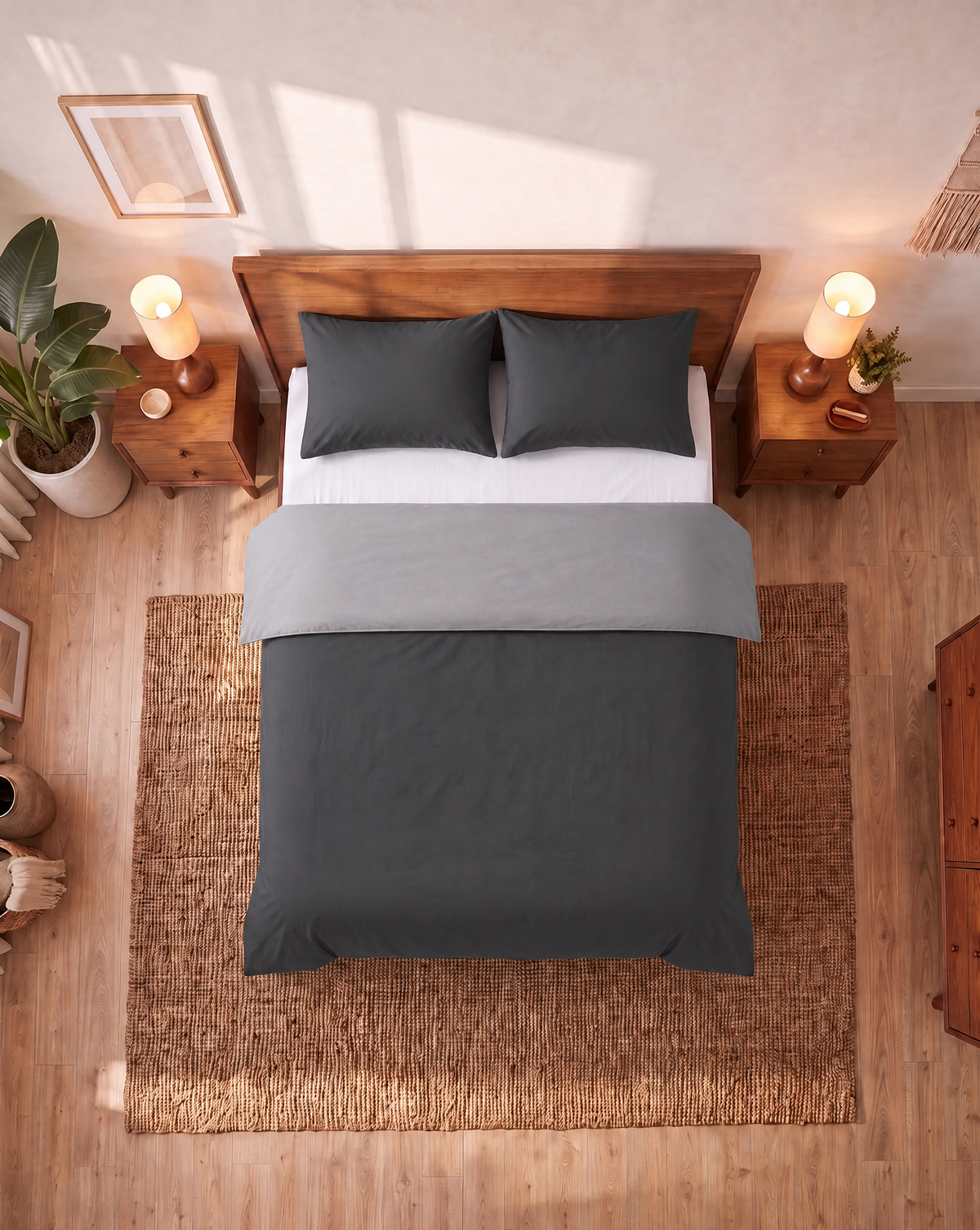 Zelesta Comfort Duo Nahtlose Bettdecke - Grau & Anthrazit