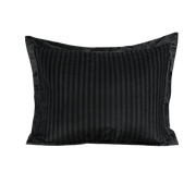 Zelesta Deluxe Hotel Stripe Satin Cotton Taies d'oreiller Lot de 2 - Noir