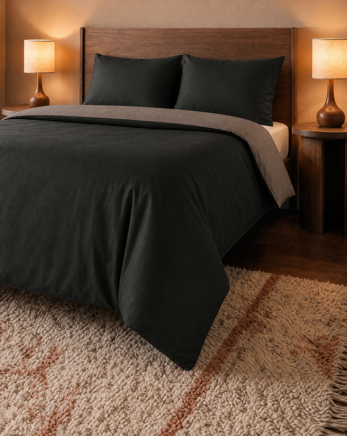 Zelesta Pure Duo Nahtlose Bettdecke aus Baumwolle - Schwarz & Anthrazit