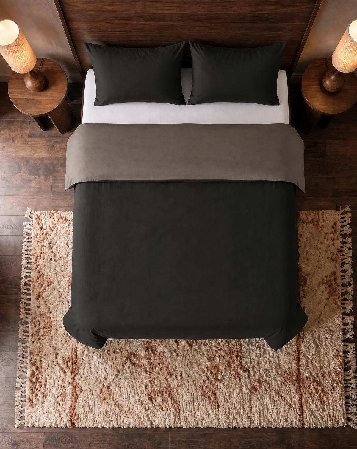 Zelesta Pure Duo Nahtlose Bettdecke aus Baumwolle - Schwarz & Anthrazit