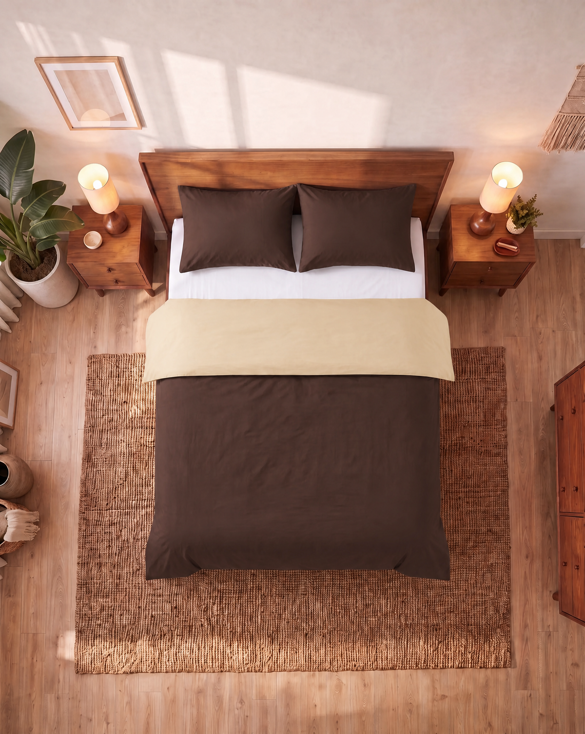 Zelesta Comfort Duo Nahtlose Bettdecke - Taupe & Braun