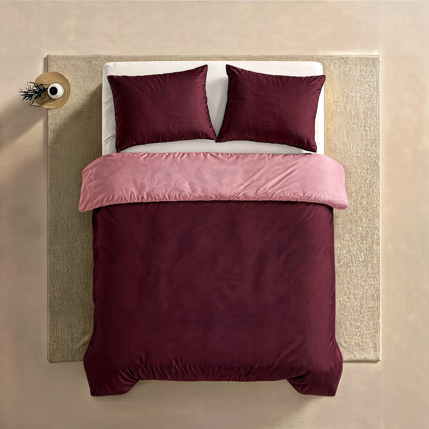 Couette Zelesta Comfort Duo Sans Coutures - Rose Ancien & Rouge Bordeaux