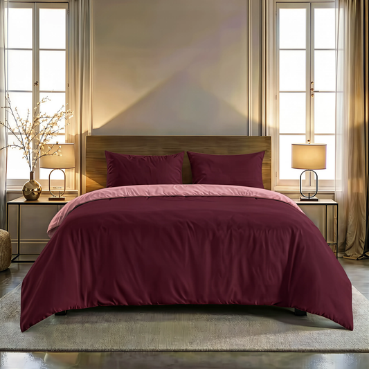 Zelesta Comfort Duo Seamless Duvet - Old Pink & Burgundy Red