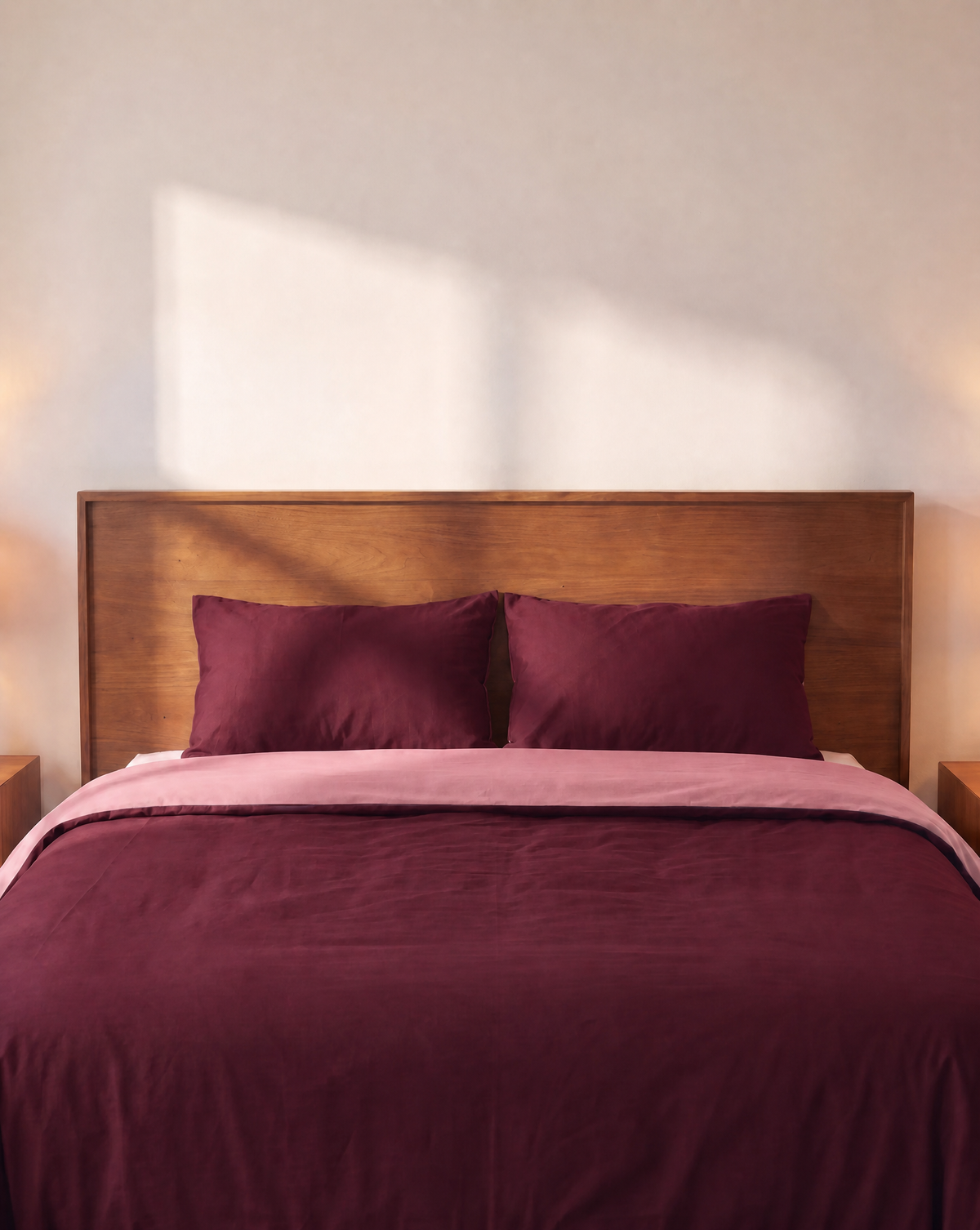 Zelesta Comfort Duo Nahtlose Bettdecke - Altrosa & Bordeauxrot