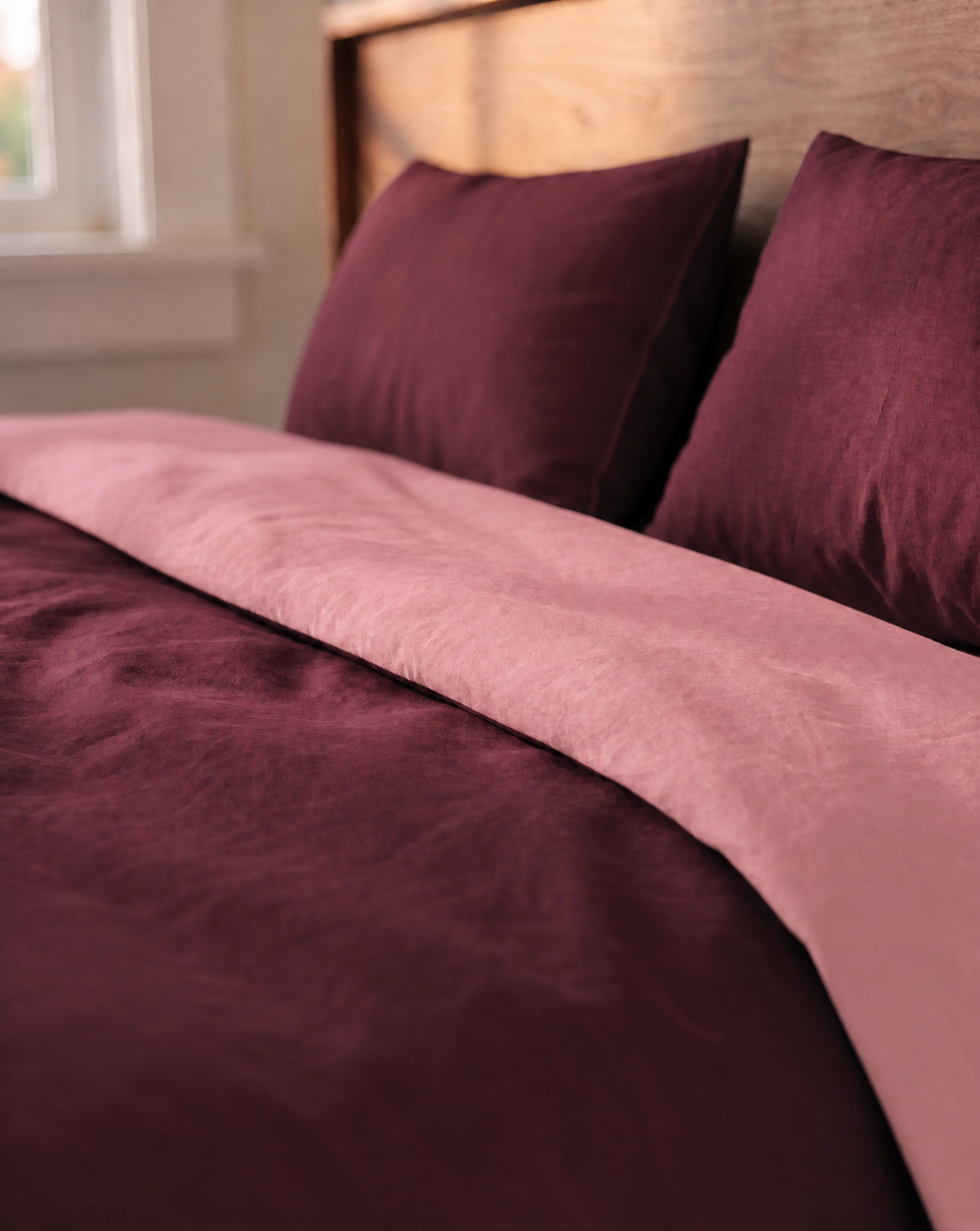 Zelesta Comfort Duo Nahtlose Bettdecke - Altrosa & Bordeauxrot